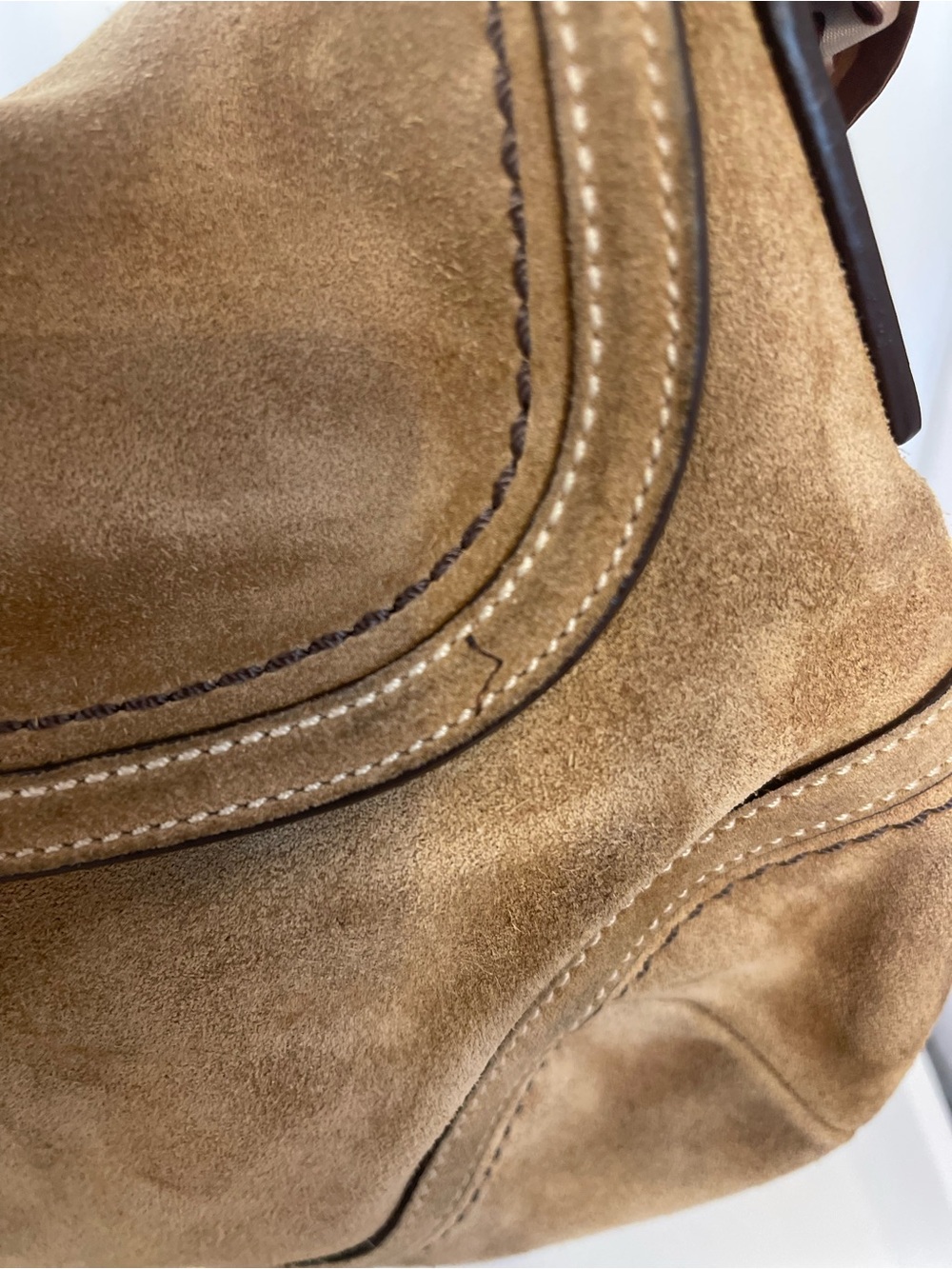 Coach Tan Suede Soho Shoulder Bag with Dark Brown Trim - Picture 9 of 16